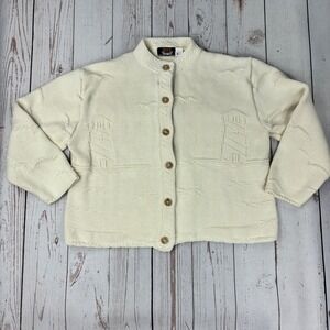 Brimwick Custom Knitwear Cream Cotton Lighthouse Nautical Cardigan Sweater XL